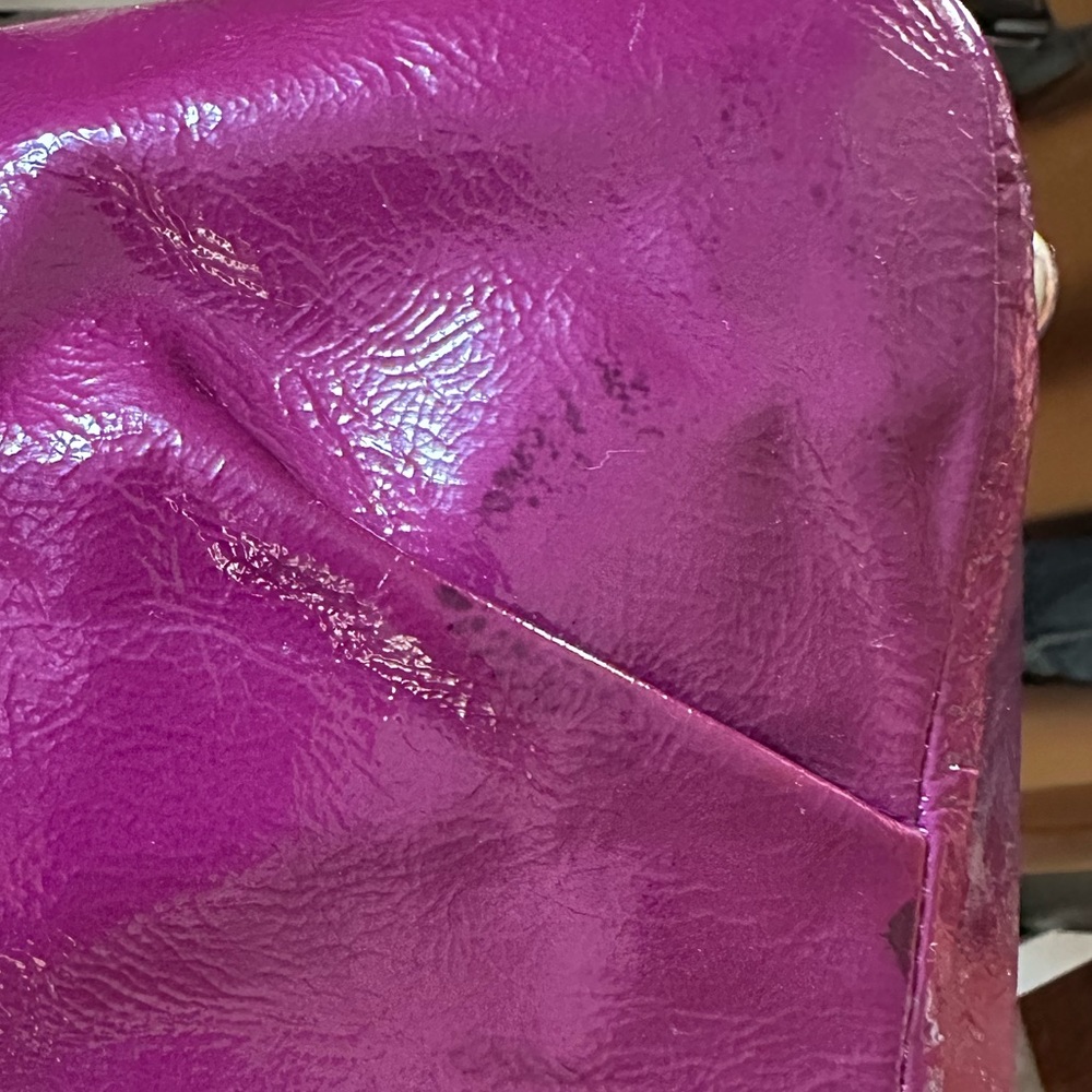 Coach Purple Leather Shoulder Bag with Plaid Accent Scarf - Picture 13 of 13